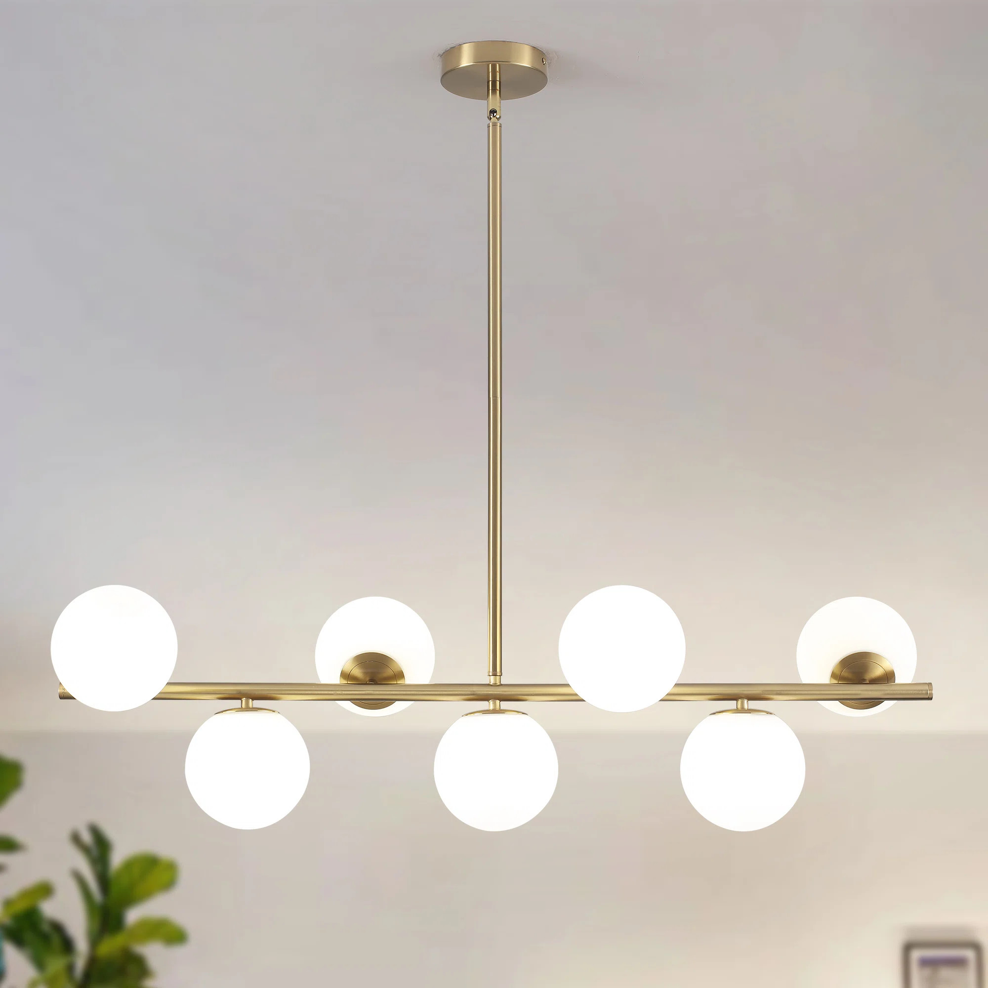 7- Light 36 inch Dimmable Bubble Glass Sputnik Modern Linear Chandelier Farmhouse Kitchen Lightin... | Wayfair North America