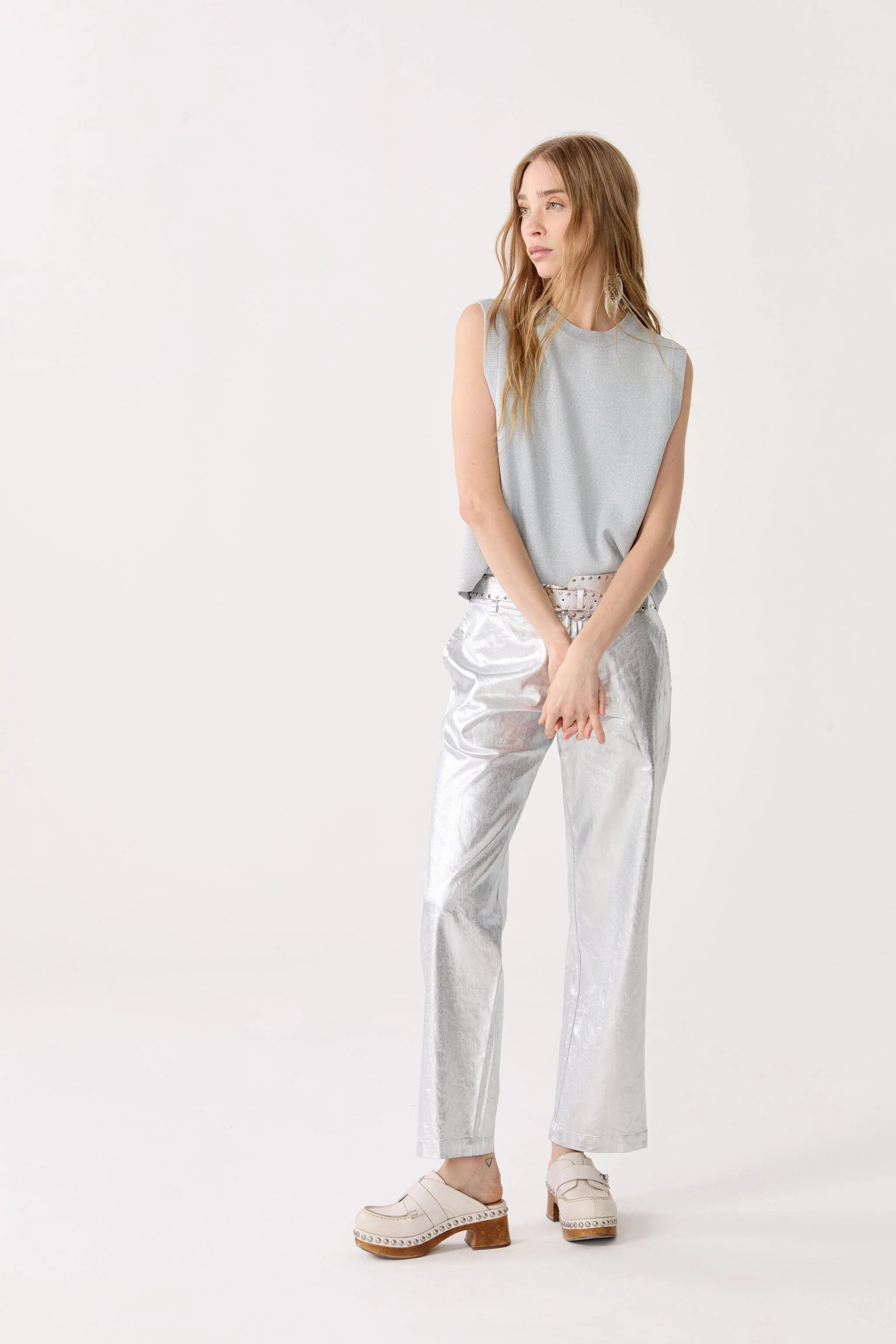 Astro Metallic Linen Pants - Silver | Lanhtropy