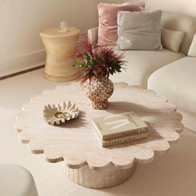 TOV Furniture Blossom Coffee Table, Travertine | Ashley Homestore