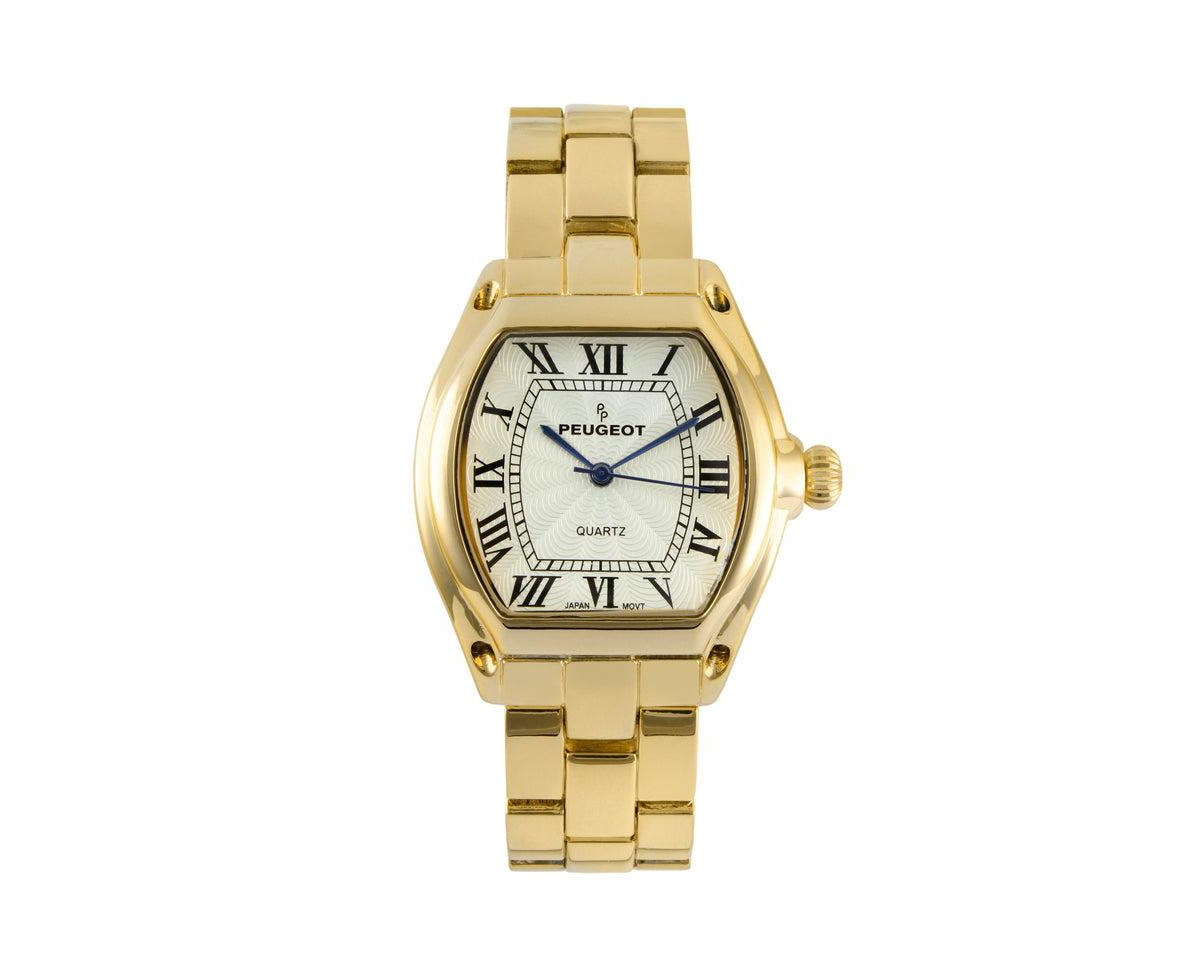 Peugeot Women's Gold Status Bracelet Watch Barrel Shape Roman Dial Gold-Tone Bracelet Strap - Gold | Macy's