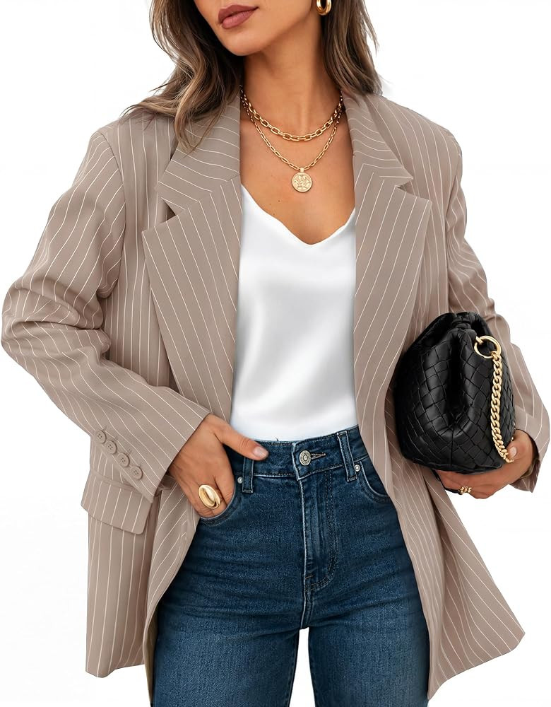 ZESICA Women's 2026 Fall Fashion Business Casual Striped Blazers | Amazon (US)