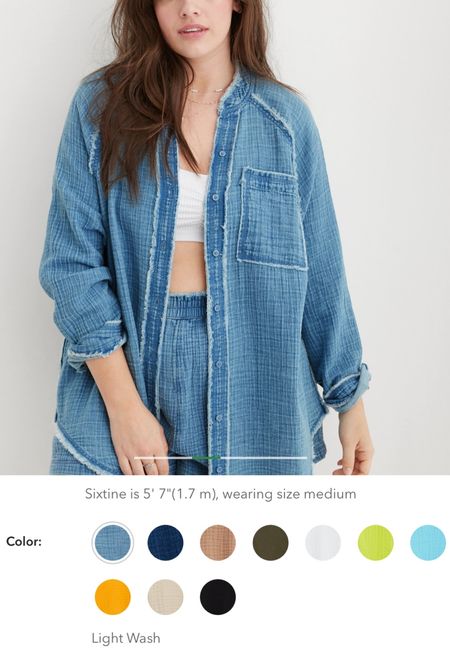 This aerie button down is my FAVORITE coverup I’ve ever had! Can be worn with a bathing suit, over a tank, etc. A must have! Already 30% off + an extra 25%. I have an M!

#LTKSeasonal #LTKSale #LTKswim
