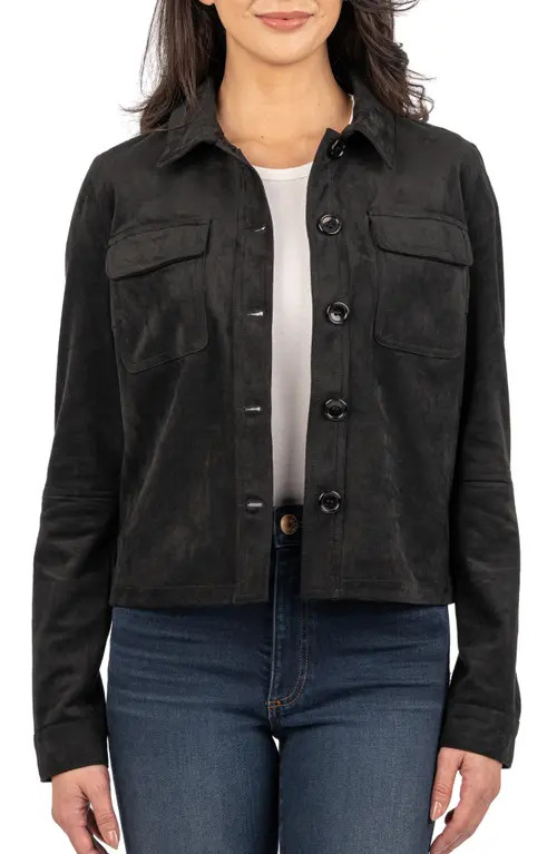KUT from the Kloth Yara Faux Suede Jacket in Black at Nordstrom, Size Small | Nordstrom