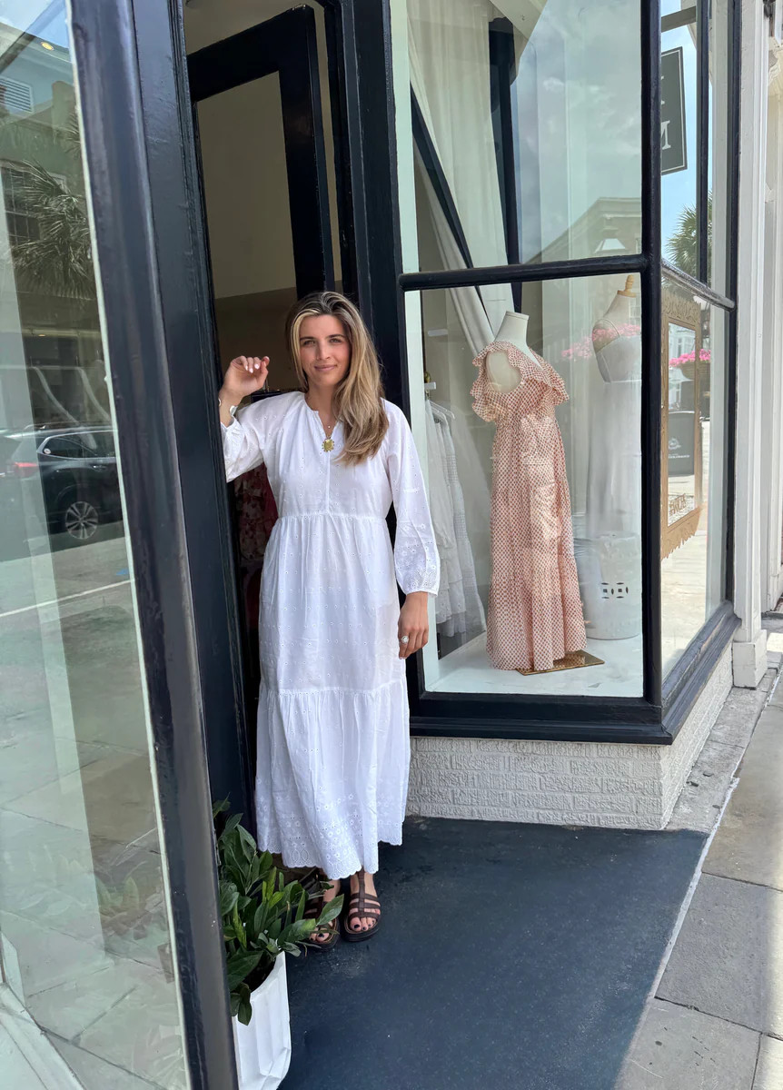 Mackenzie Maxi Dress White Eyelet | Madison Mathews