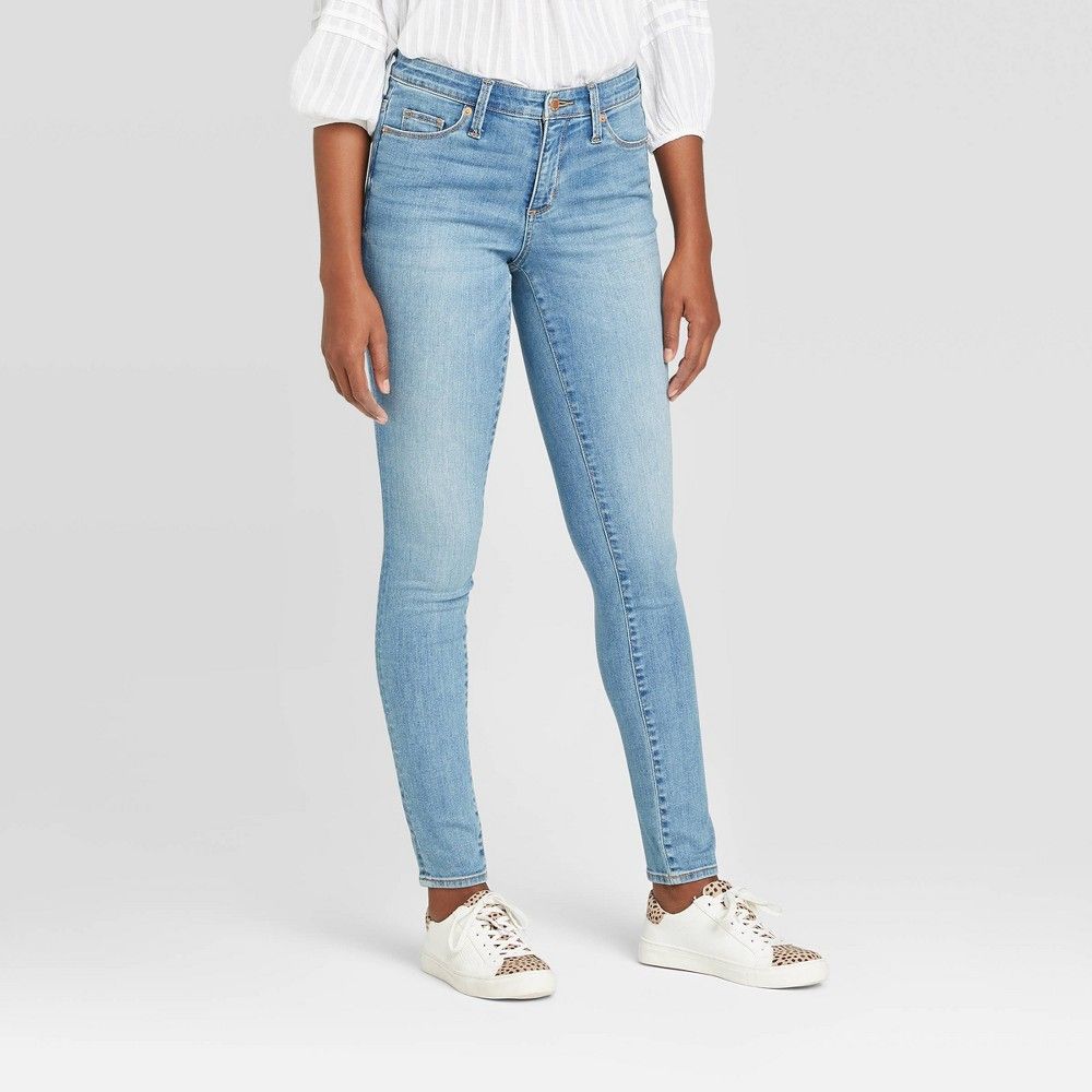Women's High-Rise Fly Button Skinny Jeans - Universal Thread Medium Wash 16 Short | Target