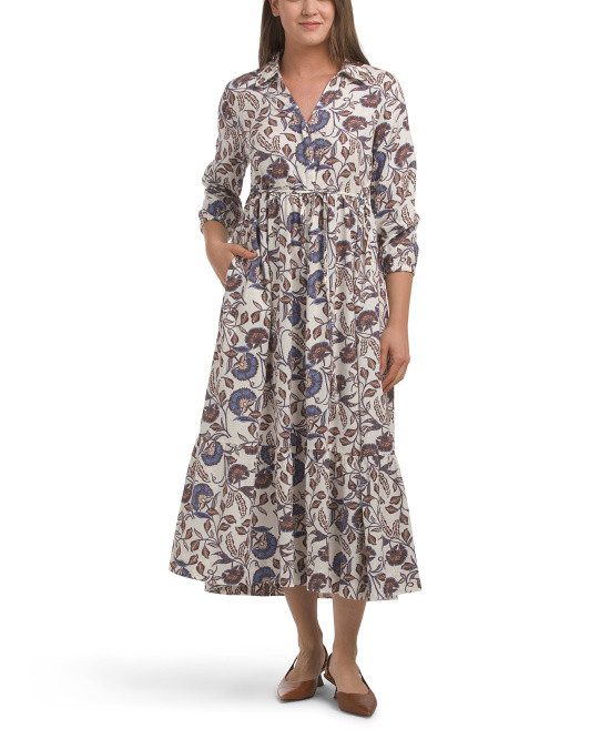 Linen Blend Flounce Hem Shirt Dress | TJ Maxx