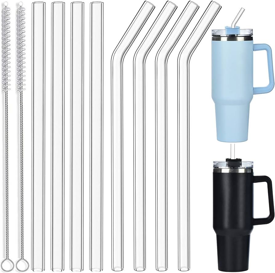 ALINK 8 Pack Replacement Glass Straws for Stanley 40 oz 30 oz Tumbler, 12 in Long Reusable Clear ... | Amazon (US)