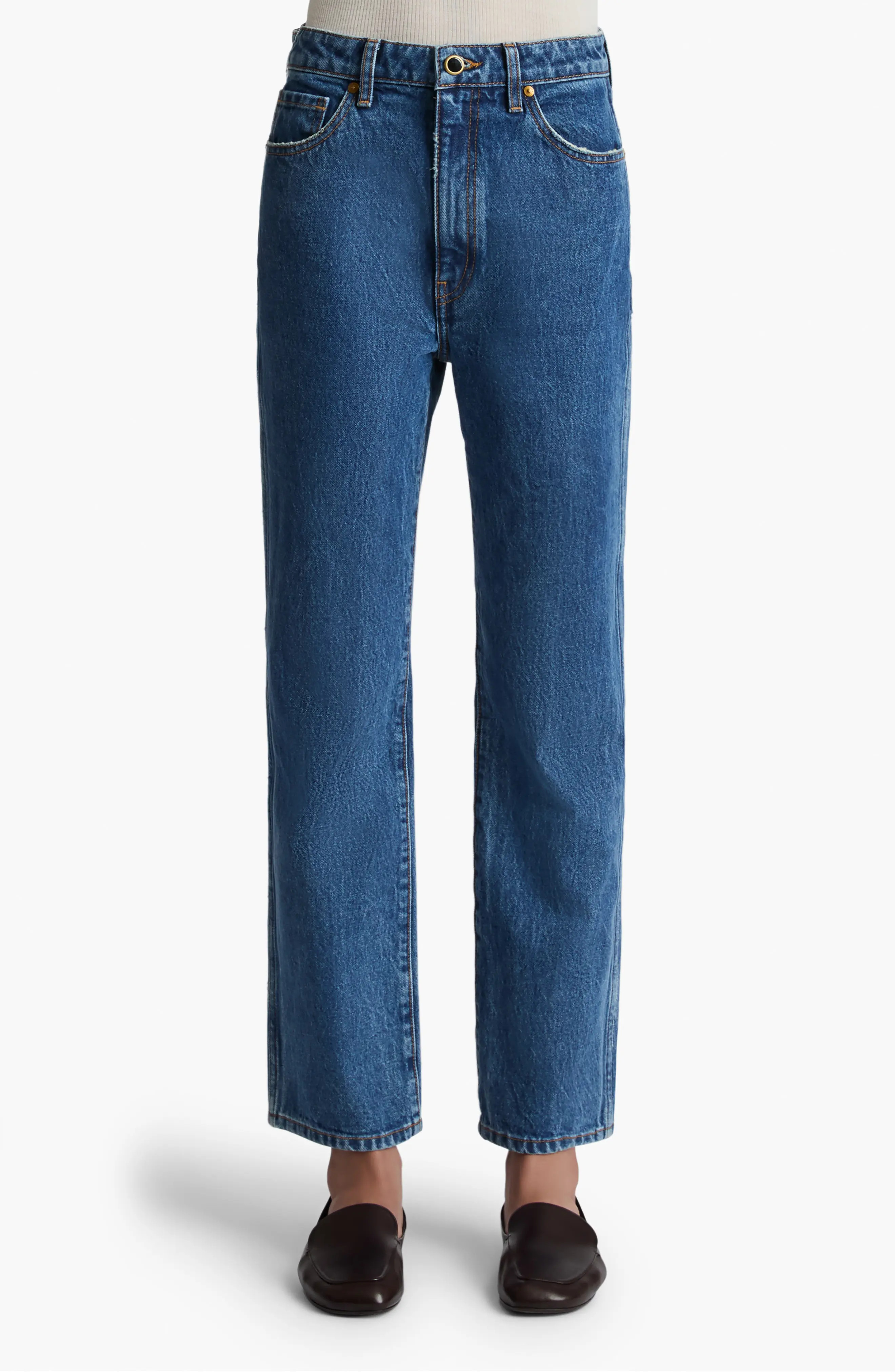 Khaite Abigail Ankle Straight Leg Jeans in Boone at Nordstrom, Size 28 | Nordstrom