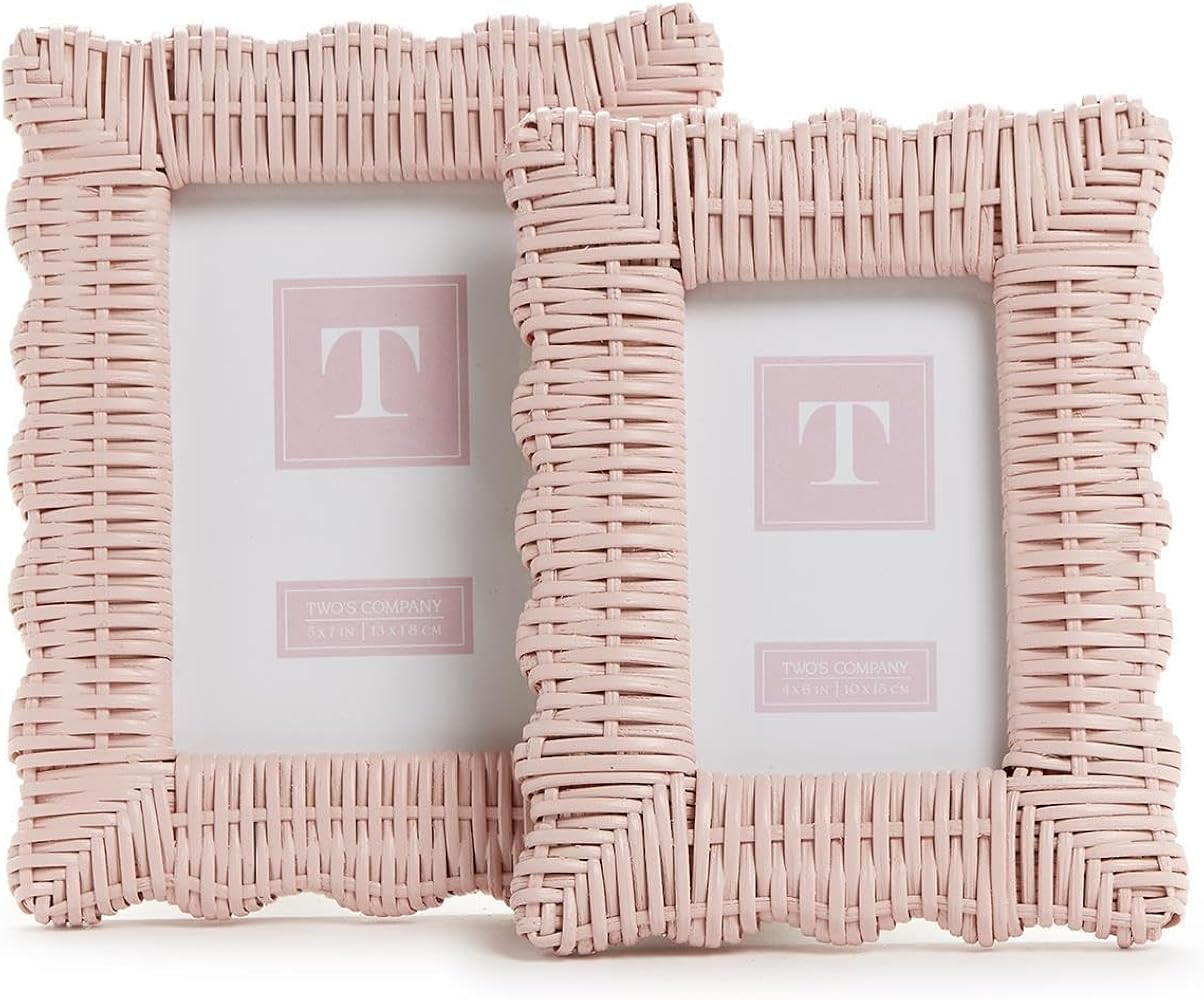 Two's Company Women's Wicker Weave Set of 2 Photo Frames | Amazon (US)
