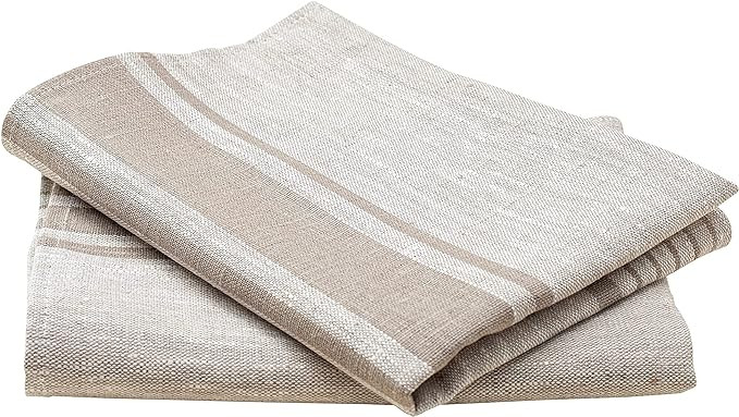 LINENVIBE Pure Linen Kitchen Tea Towels - 100% Flax Linen Bread Towels 17 x 27 inch - Premium Tea... | Amazon (US)