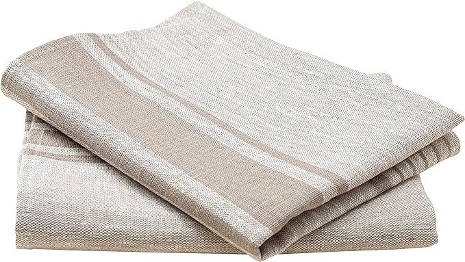 Amazon.com: Pure Linen Kitchen Tea Towels Set of 2 Pieces Flax Dish Towels17 x 27 inches with Fre... | Amazon (US)