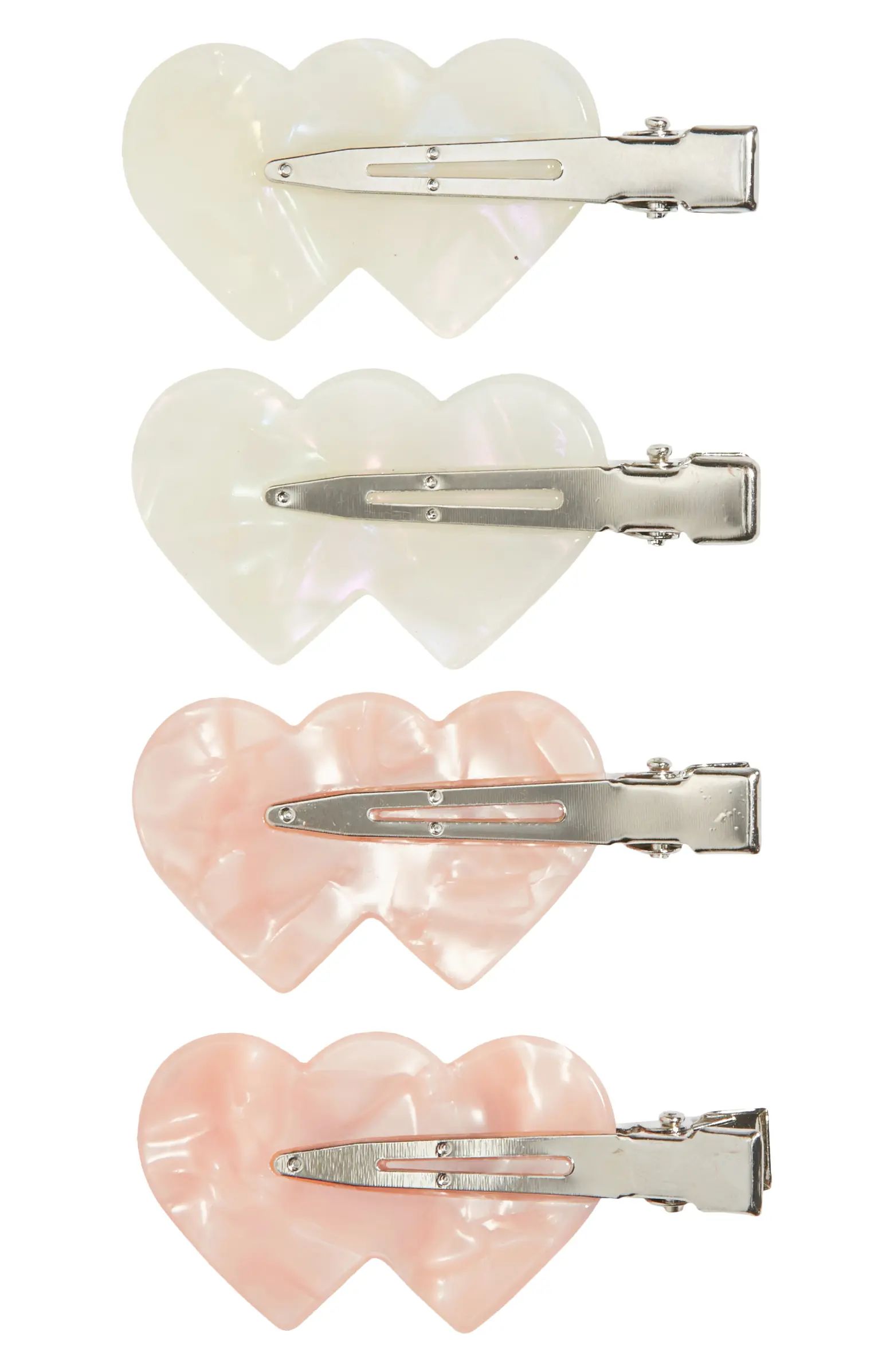 Double Heart 4-Pack Assorted Creaseless Hair Clips | Nordstrom