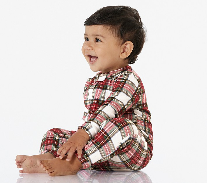 Stewart Plaid Organic Baby Pajama | Pottery Barn Kids