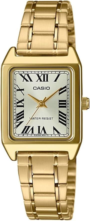 Casio LTP-V007G-9B Women's Rectangular Gold Tone Stainless Steel Roman Gold Dial Dress Watch | Amazon (US)