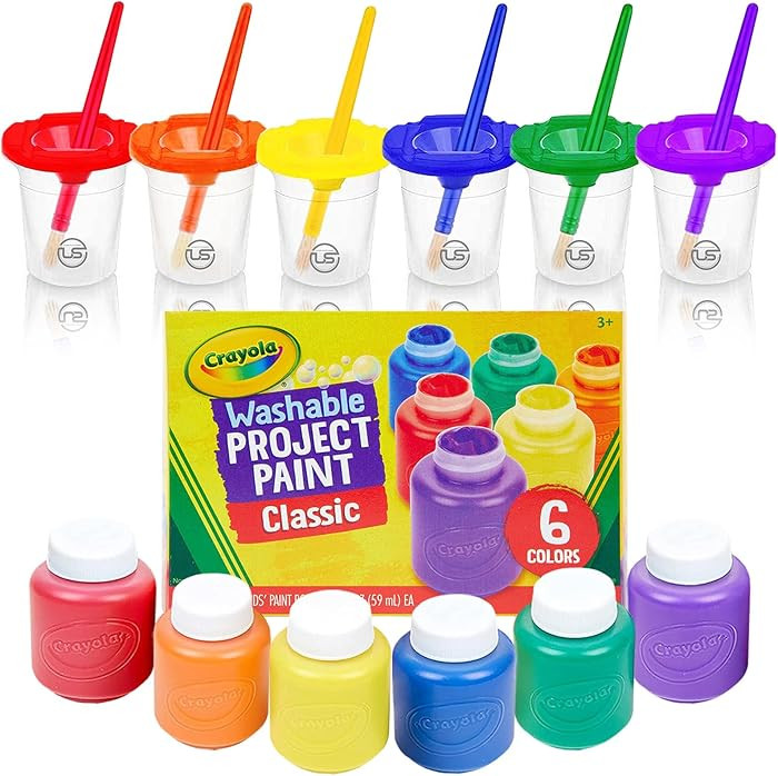 Kids Painting Set, Washable Paint for Kids with Paint Cups, Toddler Paintbrushes, Non Toxic Washa... | Amazon (US)
