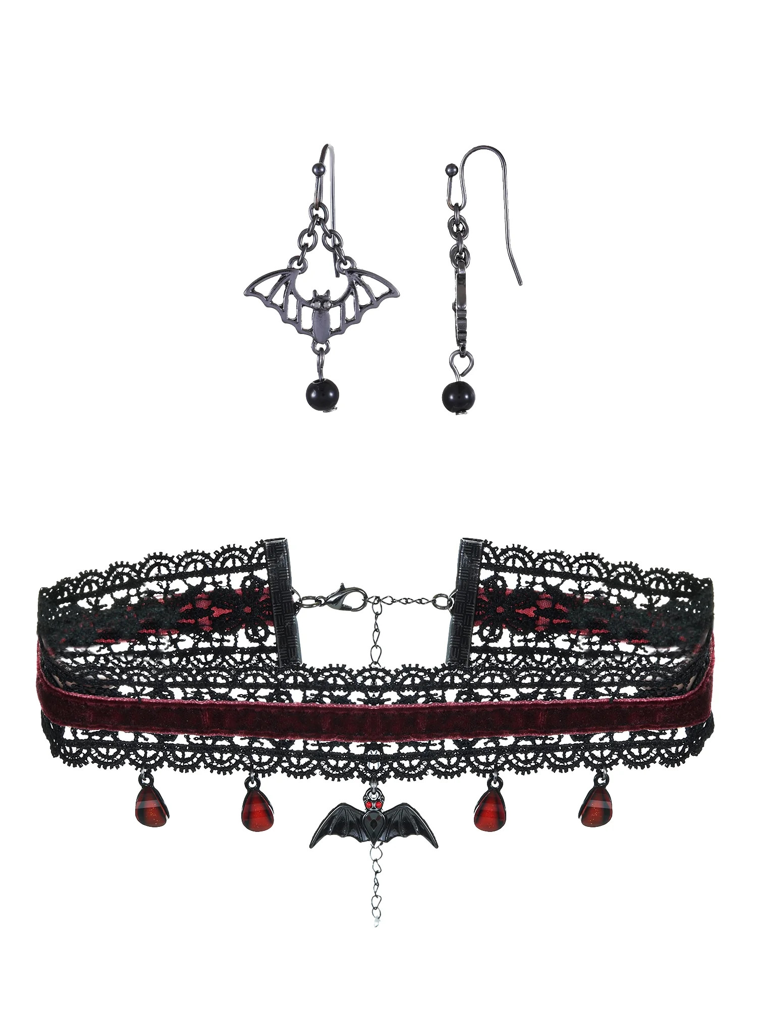 Way to Celebrate Halloween Bat Choker and Earring Set, 1 Piece, 1 Pair | Walmart (US)
