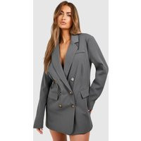 Womens Double Breasted Mansy Blazer Dress - Grey - 16 | NastyGal UK