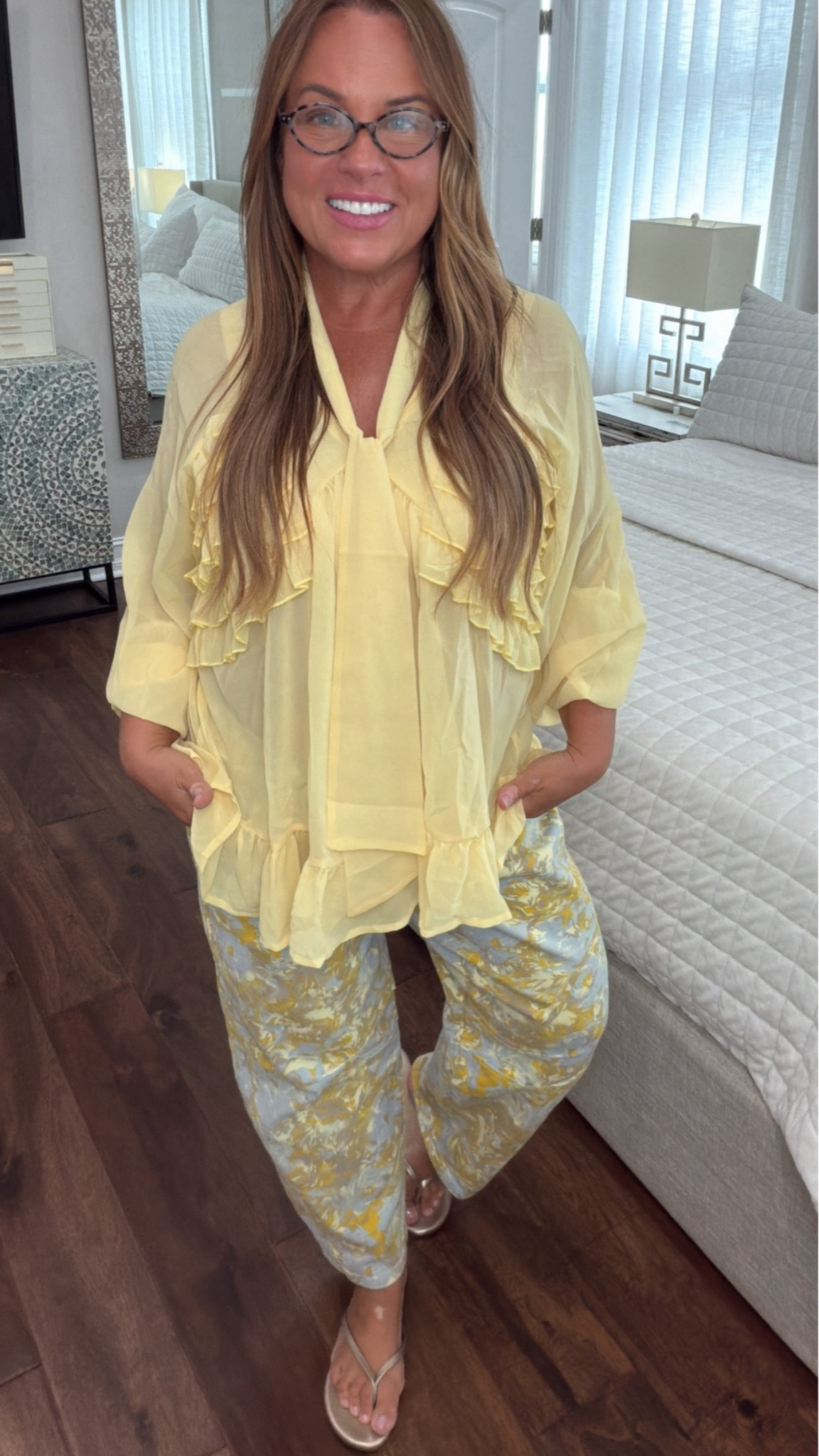 This romantic yellow top is lightweight, flattering & gives just the right amount of coverage while still feeling cool on hot days. I paired it with my floral jeans for a boho vibe, but it would look just as cute with white denim or shorts. Easy, comfortable & guaranteed to make you smile every time you wear it! ☀️💛

#LTKootd #LTKMidsize #LTKOver40