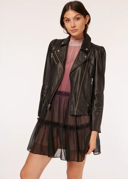 Brett Lamb Skin Leather Jacket Black | CAMI NYC