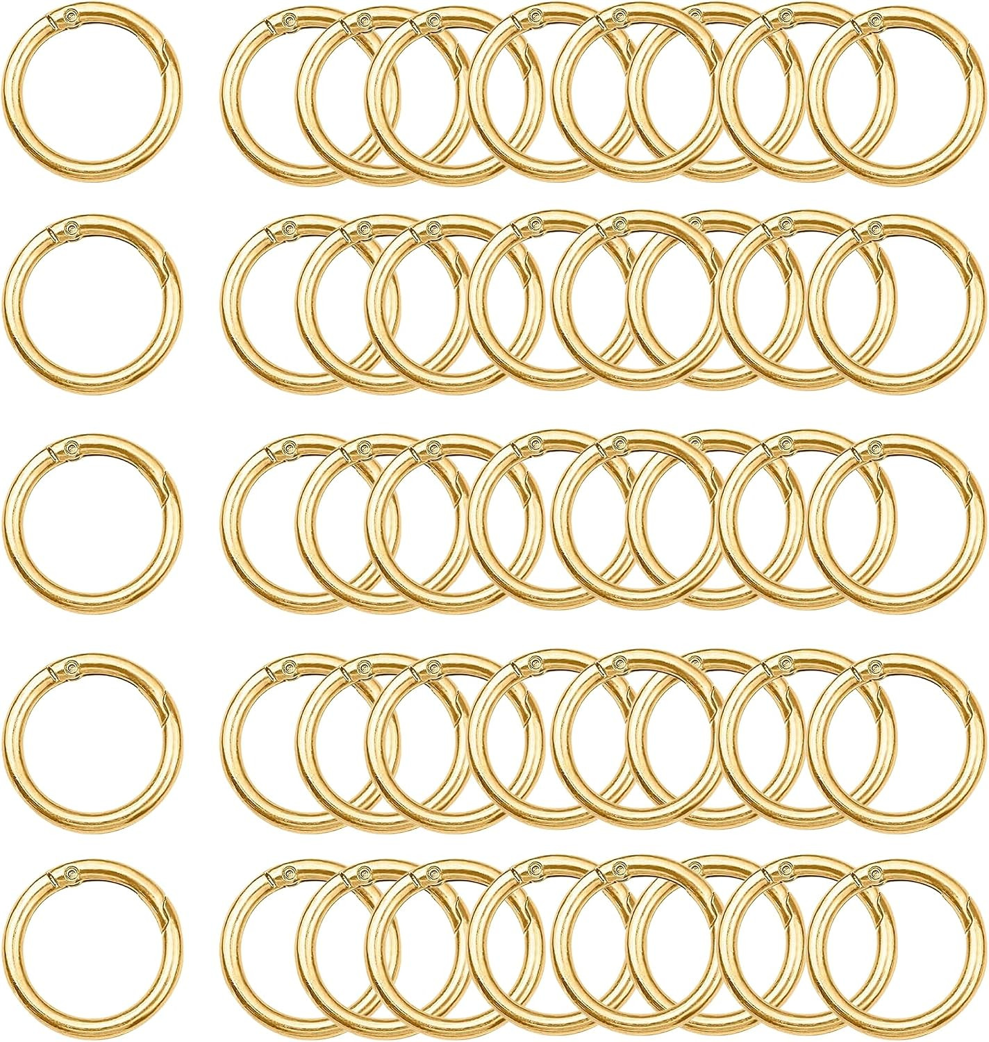 Carabiner Clip 48Pcs Gold Metal Key Ring Clip Circle Keychain Rings Bulk Spring O Ring Round Cute Carabiner Spring Snap Hook Key Chain Clips for DIY Keychain Bag Charm Handbag Purse Dog | Amazon (US)