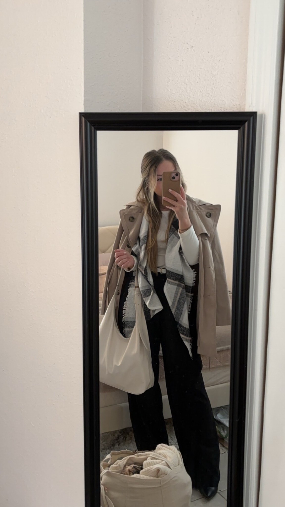 easy neutral winter outfit with a trench coat and black pants that goes from work to casual

#LTKSeasonal #LTKootd