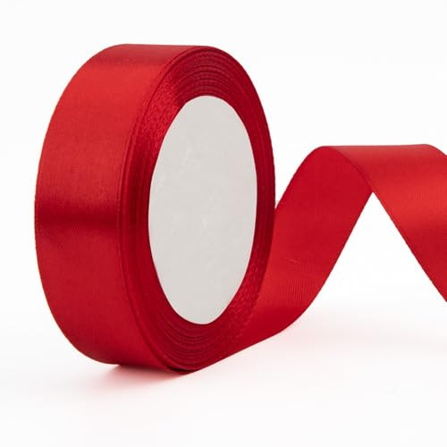 Red Ribbon for Gift Wrapping Red Satin Ribbon for Flower Bouquet Christmas Red Ribbon 1 Inch 25 Yards Ideal Wide Ribbon Silk Fabric Ribbons for Crafts, Hair, Balloon, Bow, Wedding, Birthady, Sewing | Amazon (US)
