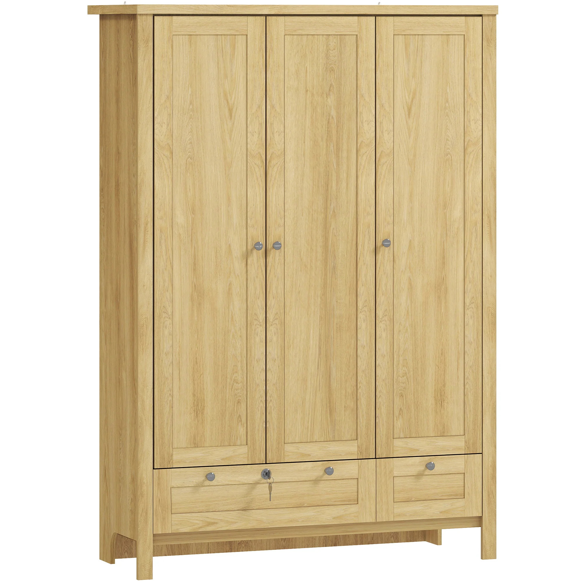 3-Door Wardrobe Closet with Drawers and Hanging Rod | Shop Simon