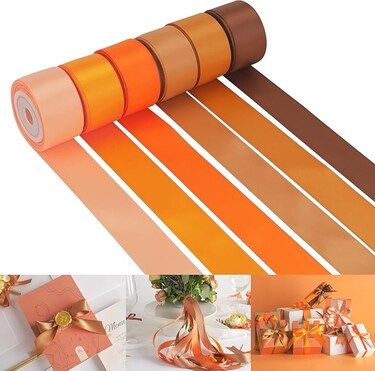 Terracotta Ribbon 1 inch Orange Double-faced Satin Ribbon Pack 6 Rolls, Silk Satin Ribbons for Fa... | Michaels Stores