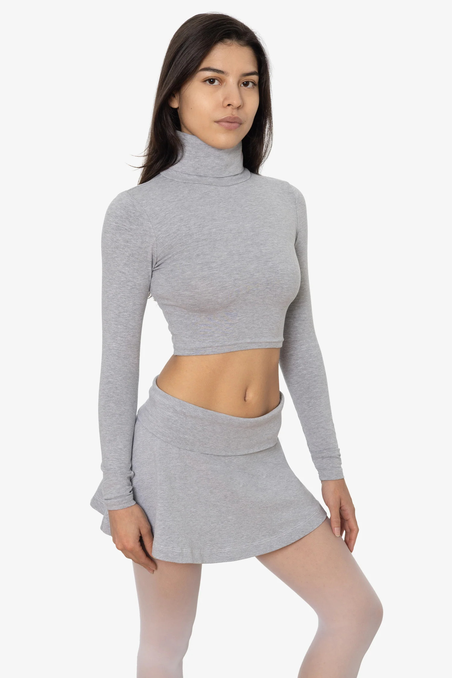 8366GD - Cropped Cotton Spandex Garment Dye Turtleneck | Los Angeles Apparel