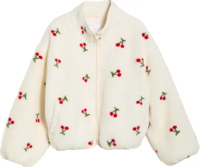 All in Favor Cherry Print High Pile Fleece Jacket | Nordstrom | Nordstrom