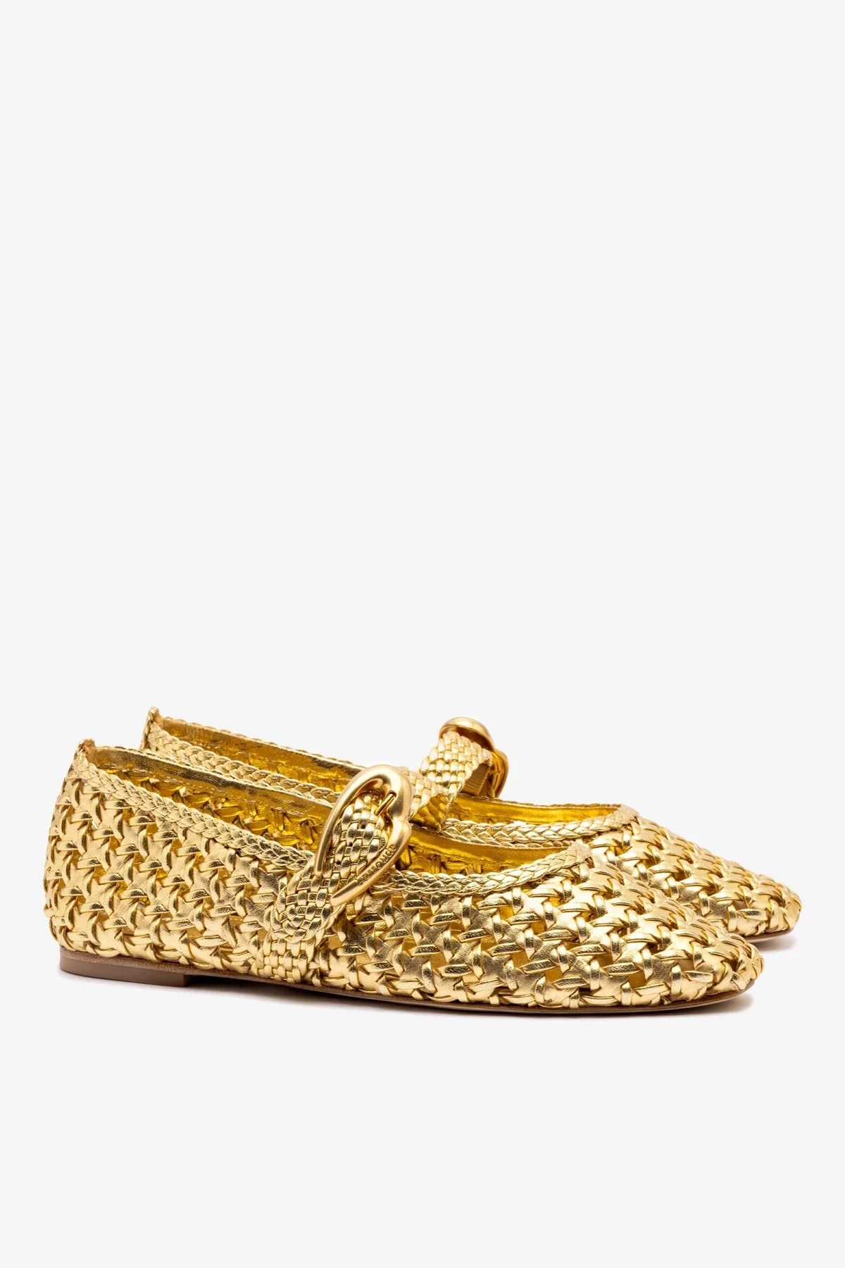 Verona New Macrame In Gold Metallic Leather | Larroude