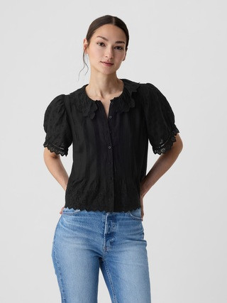 Gap × DÔEN Cropped Eyelet Shirt | Gap (US)