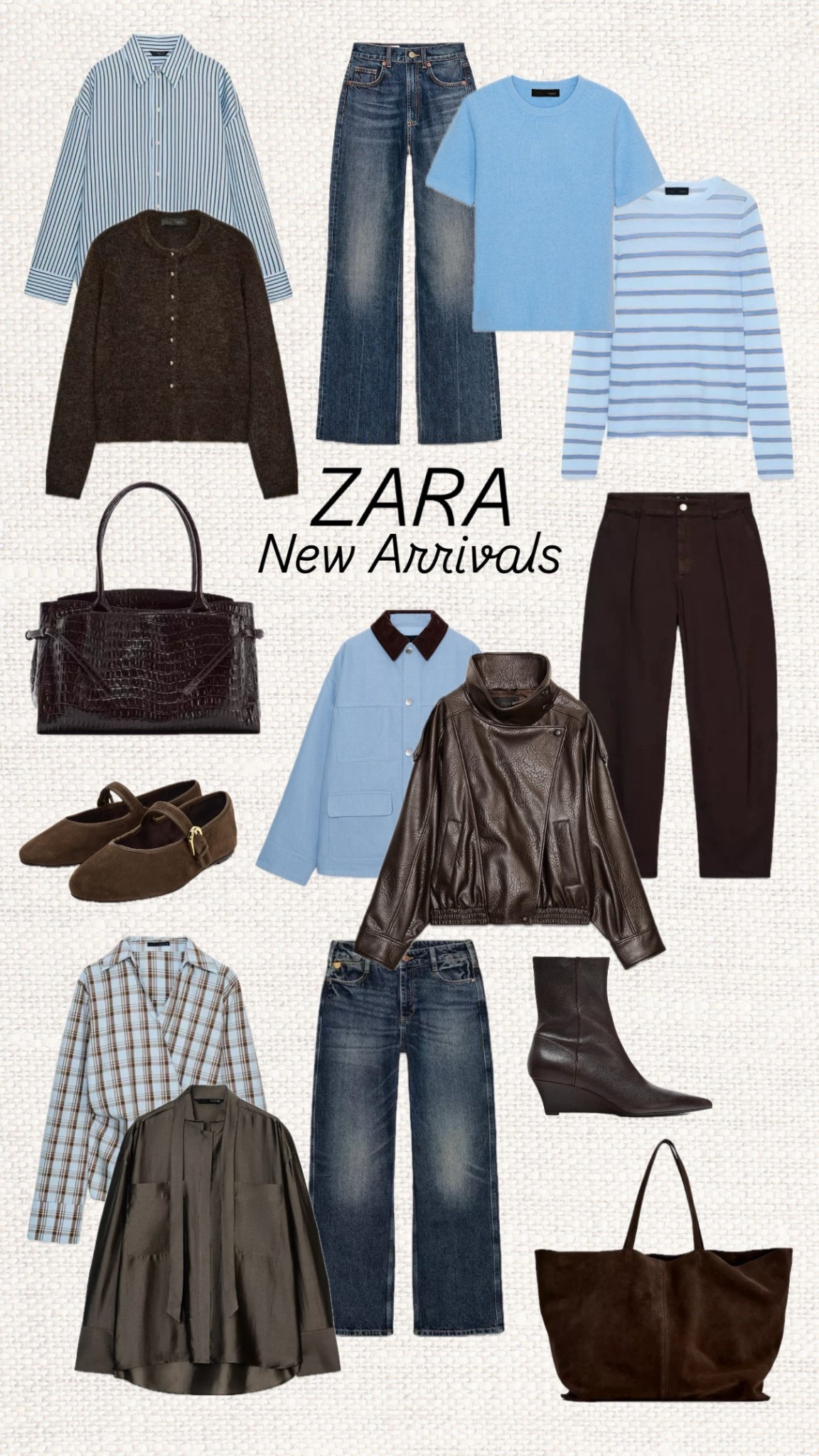 ZARA new arrivals that feel quietly chic 🤎🩵
Soft blues, rich browns and effortless denim pieces you can mix & match all season long. ✨

Like this post to save it to your favourite folder and come back later to shop.

zara new arrivals, zara haul, zara fashion, zara denim, wide leg jeans, blue knitwear, striped sweater, leather jacket, brown leather jacket, suede bag, brown boots, ankle boots, everyday outfits, capsule wardrobe, neutral outfits, chic basics, fall outfits, winter outfits, minimalist style, timeless fashion

#LTKSeasonal #LTKgrwm #LTKWorkwear