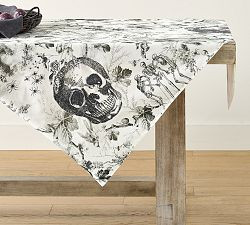 Skull Toile Embroidered Cotton Table Throw | Pottery Barn (US)