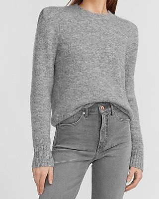 Padded Shoulder Crew Neck Sweater | Express