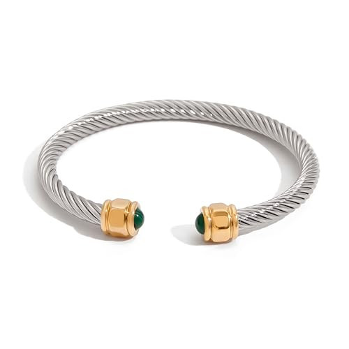 MUYAN Silver Twisted Wire Cuff Bracelet for Men Women Adjustable Vintage Ethnic Tribal Jewelry | Amazon (US)