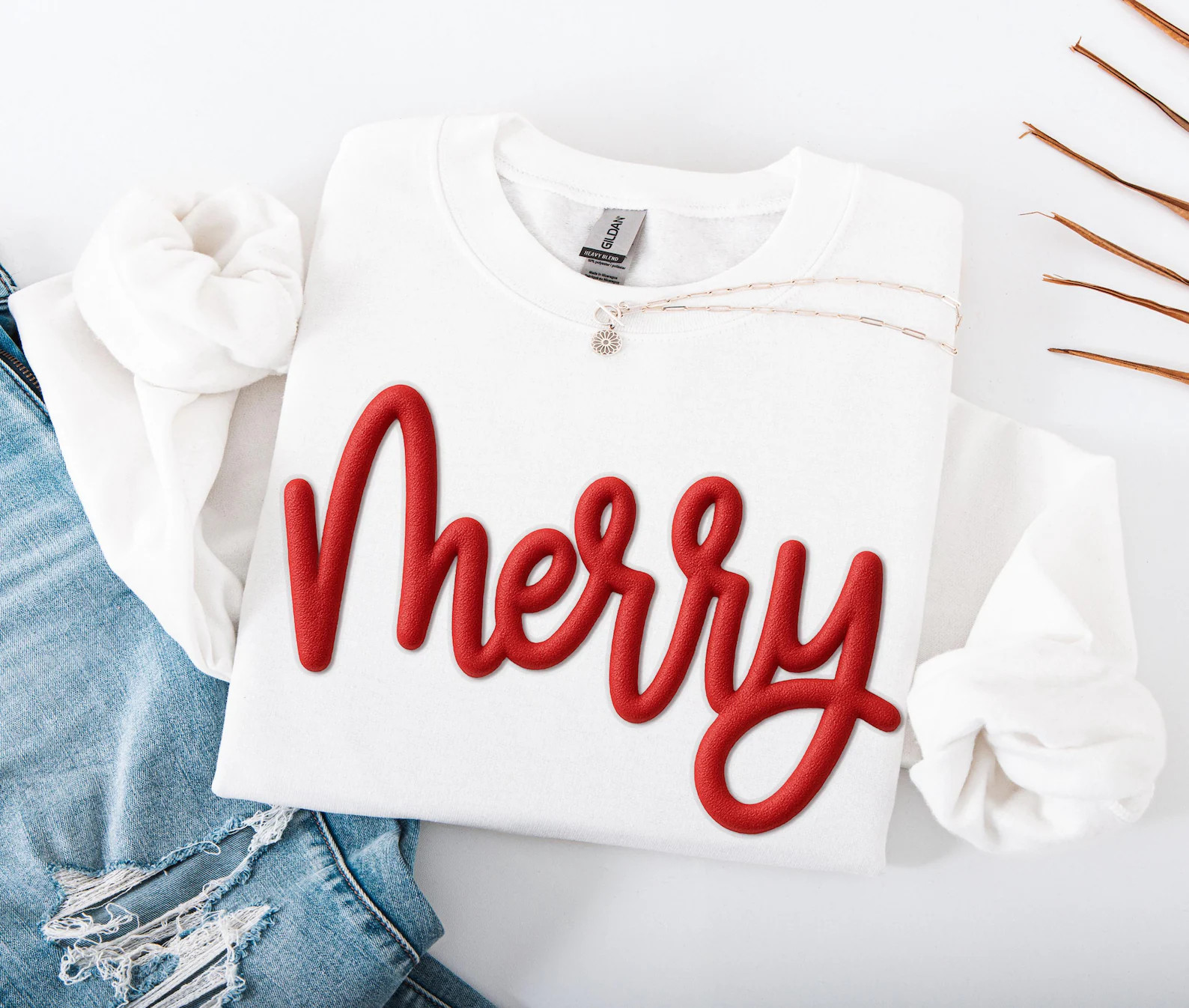 Embossed Christmas Sweatshirt, Christmas Shirts, Merry Christmas Crewneck, Cute Winter Sweater Un... | Etsy (US)