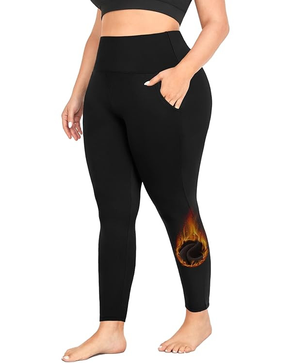 MOREFEEL Plus Size Leggings Fleece Lined with Pockets for Women-XL-4XL Thermal Winter Tummy Contr... | Amazon (US)
