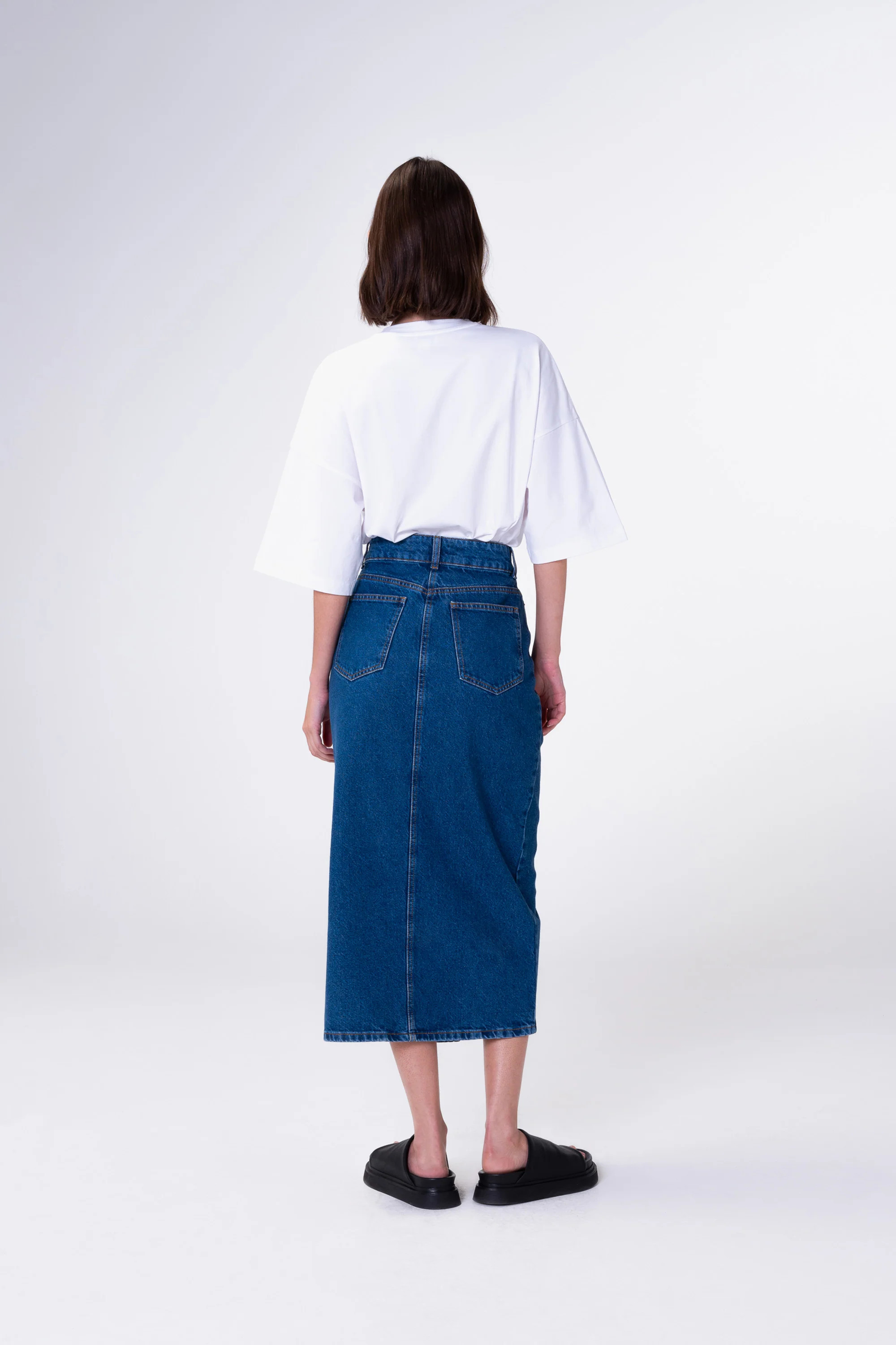 Greta Midi Denim Skirt | Aligne UK