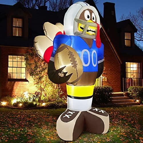 TURNMEON 8 Foot Giant Football Turkey Inflatables Fall Thanksgiving Decorations Outdoor with LED ... | Amazon (US)