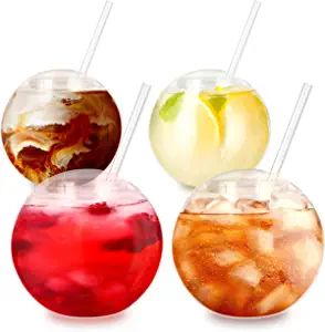 BubbleWally Fish Bowls for Drinks with Lids and Straws (20 oz) - Fishbowl Cups with Lids and Stra... | Amazon (US)