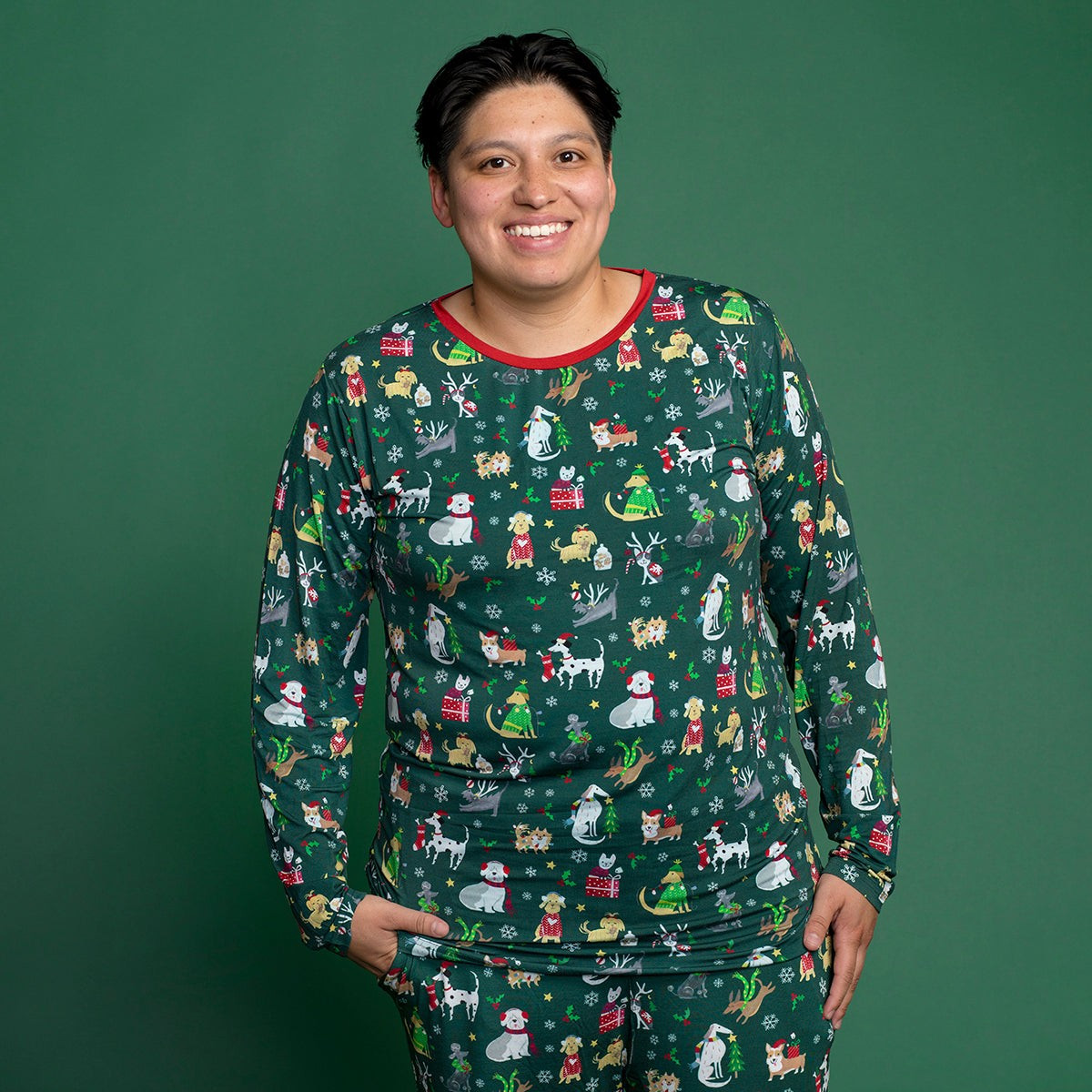 Holiday Hounds Men's Bamboo Viscose Pajama Top | Little Sleepies