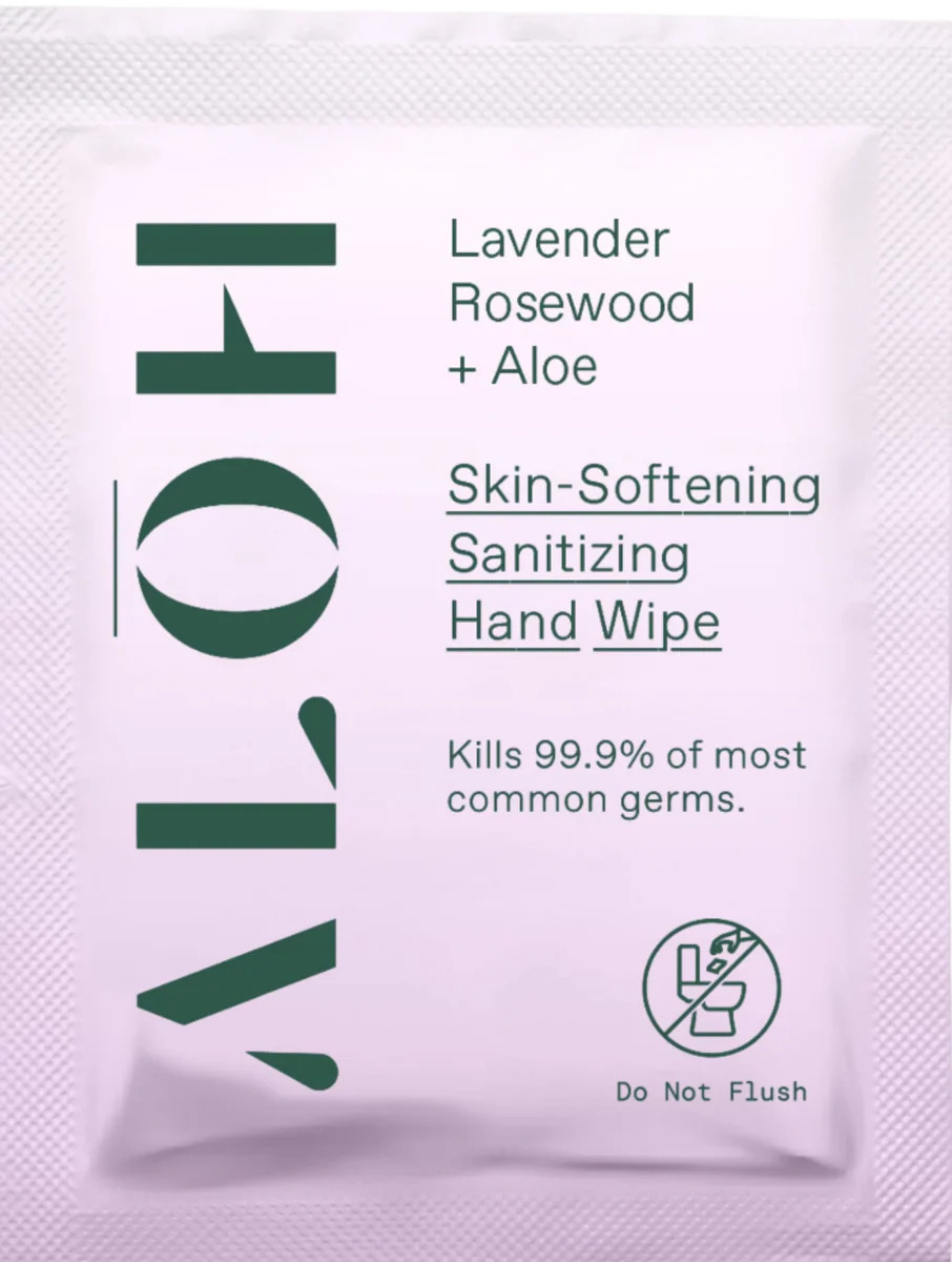 Lavender Rosewood + Aloe Individually Wrapped Sanitizing Hand Wipes | ALŌH