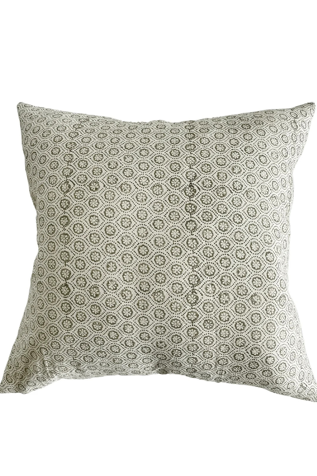 MORRIS || Olive green and cream handblock floral designer pillow | Etsy (US)