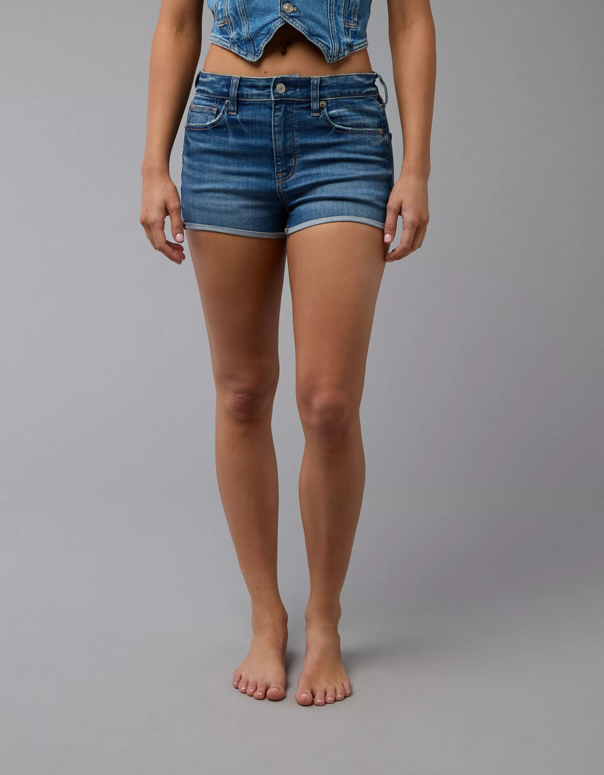 AE Next Level High-Waisted Denim Short Short | American Eagle Outfitters (US & CA)