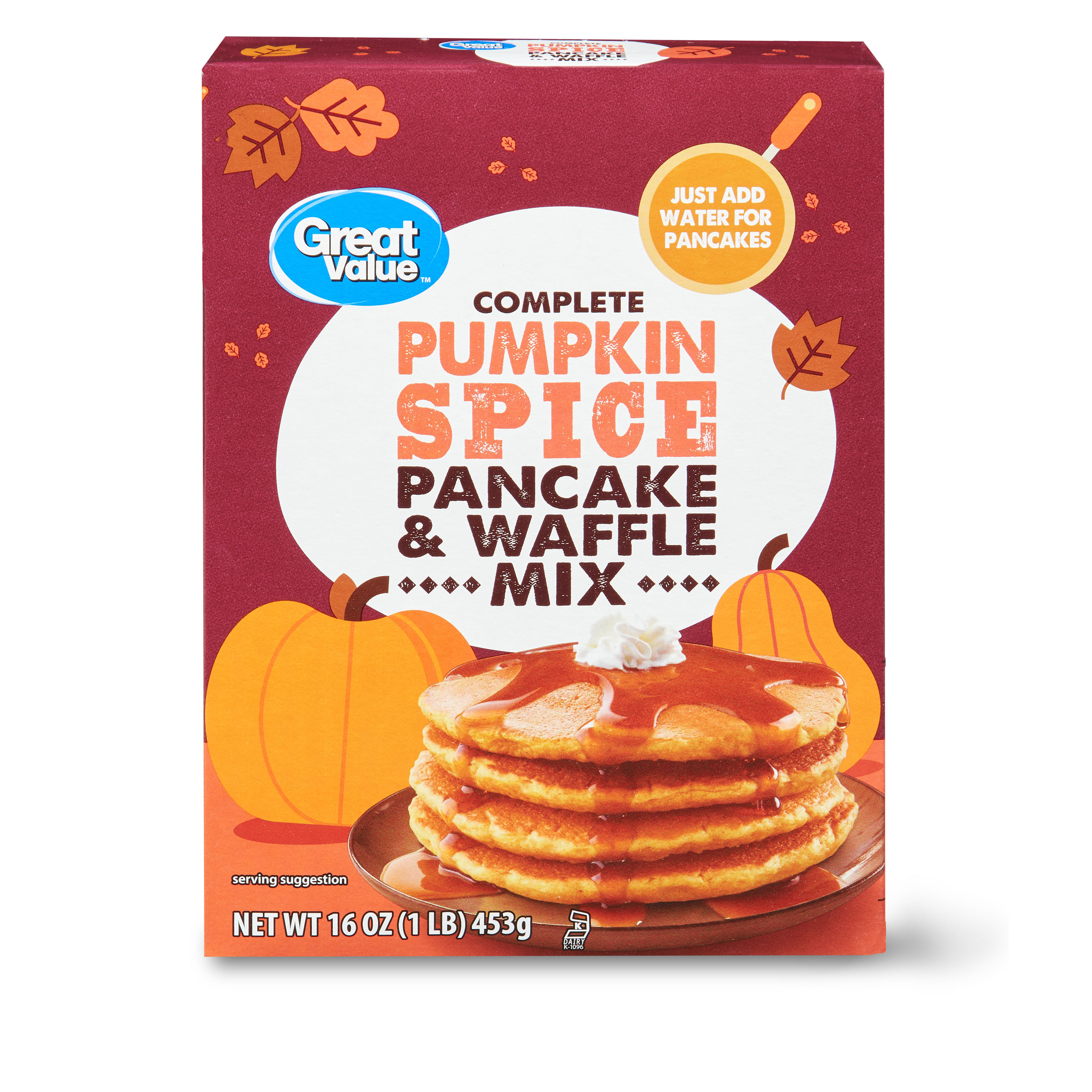 Great Value Pumpkin Spice Pancake & Waffle Mix, 16 oz Box - Walmart.com | Walmart (US)