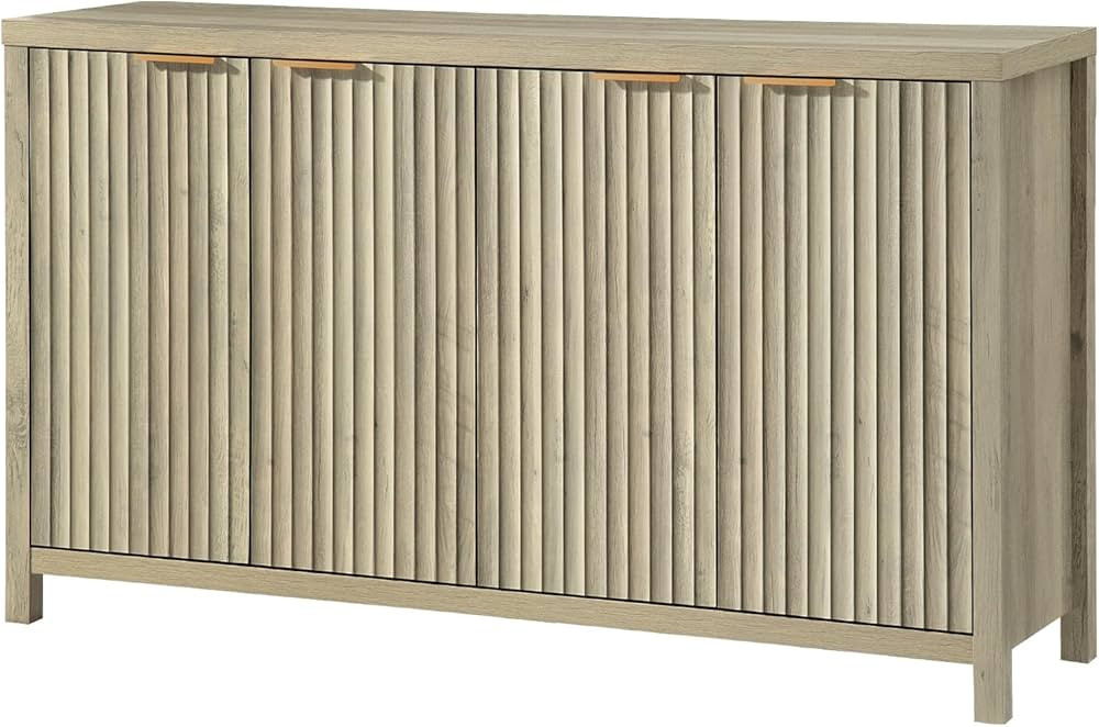 Oxford Fluted Sideboard Cabinet with Adjustable Shelves, Luxury Buffet Cabinet with Storage for K... | Amazon (US)