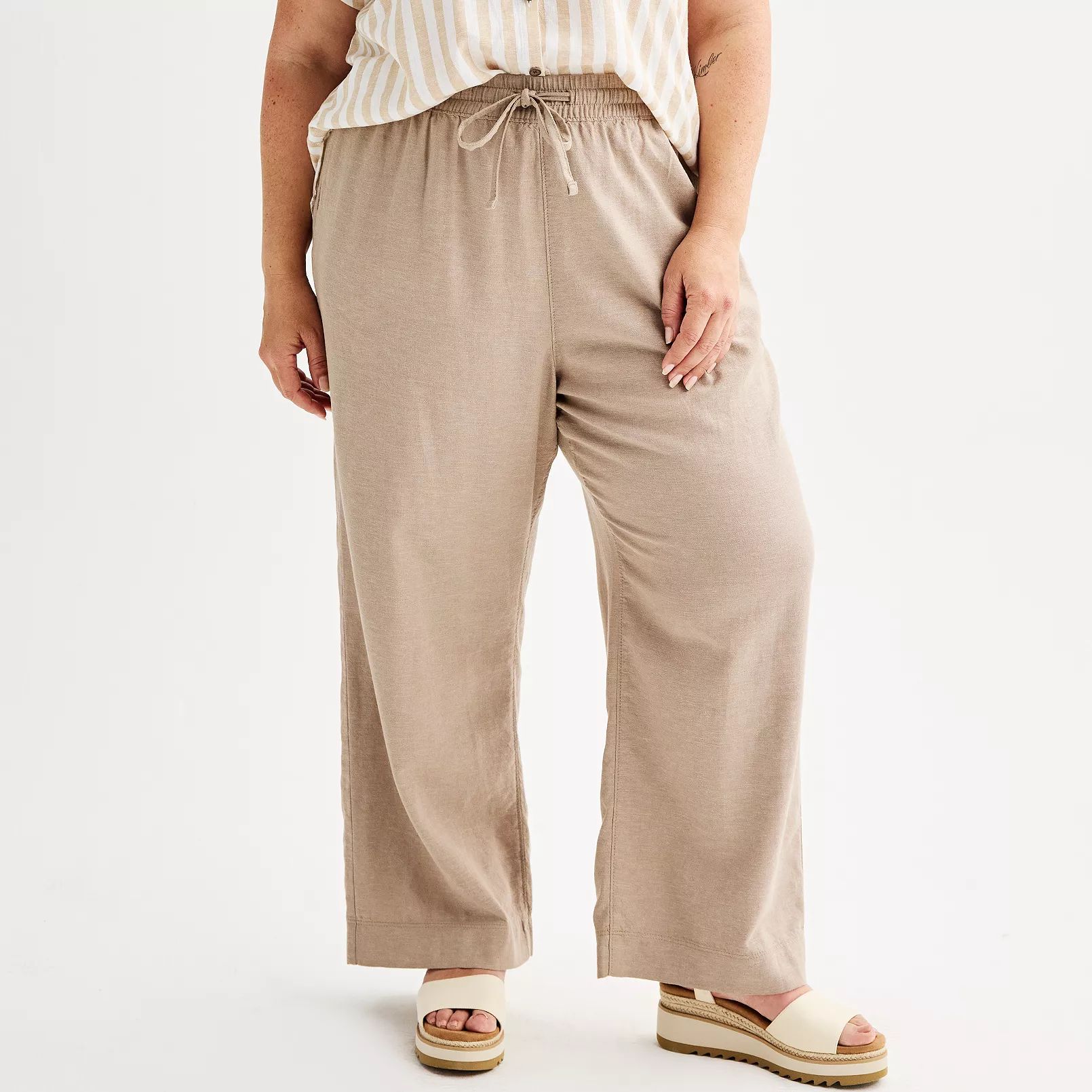 Plus Size Sonoma Goods For Life® Easy Linen-Blend Pants | Kohl's
