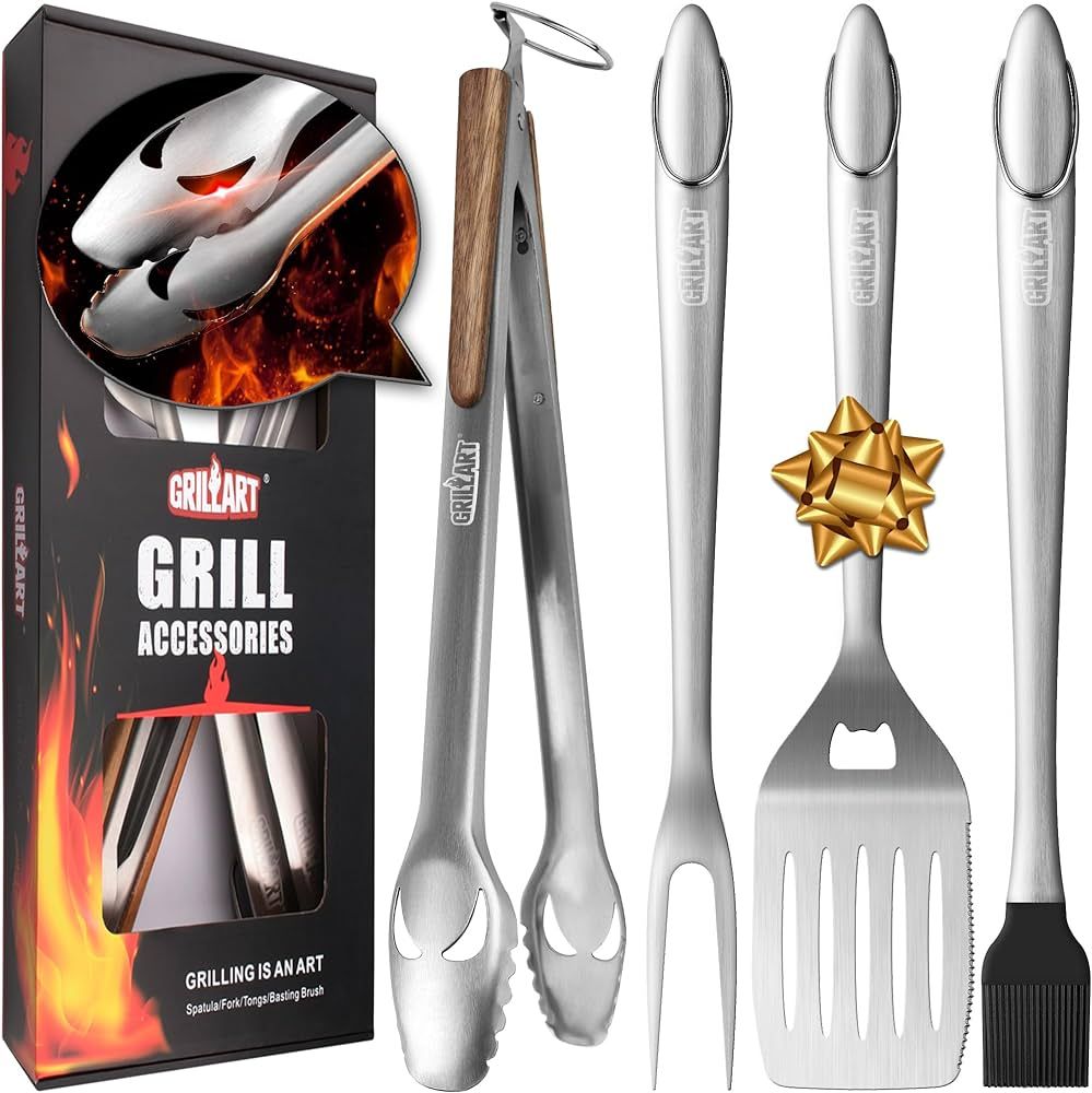 GRILLART BBQ Tools Grill Tools Set - 18Inch Grilling Tools BBQ Set - Grill Accessories w/BBQ Tong... | Amazon (US)