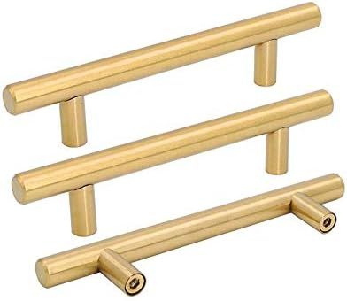 Goldenwarm 10pcs Golden Stainless Steel Modern Kitchen Door Cabinet T Bar Handle Pull Knob Brushe... | Amazon (US)
